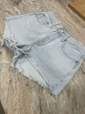 Levi's Light Blue Denim Cutoff Shorts with Frayed Hem